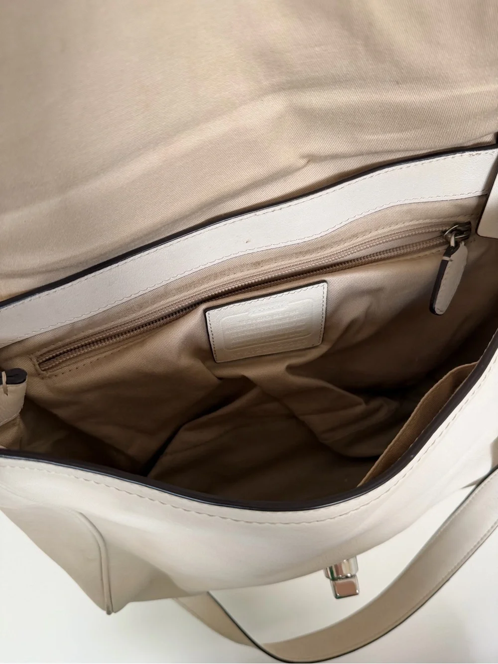 COACH Vintage Legacy Romy Vanilla Leather Convertible Top Handle Crossbody Bag - Picture 11 of 14